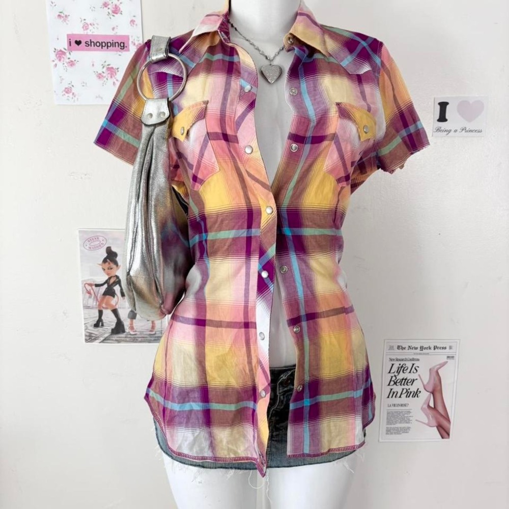 Multicolor‎ Plaid Pearl Snap Shirt – Tin Haul (Size S)